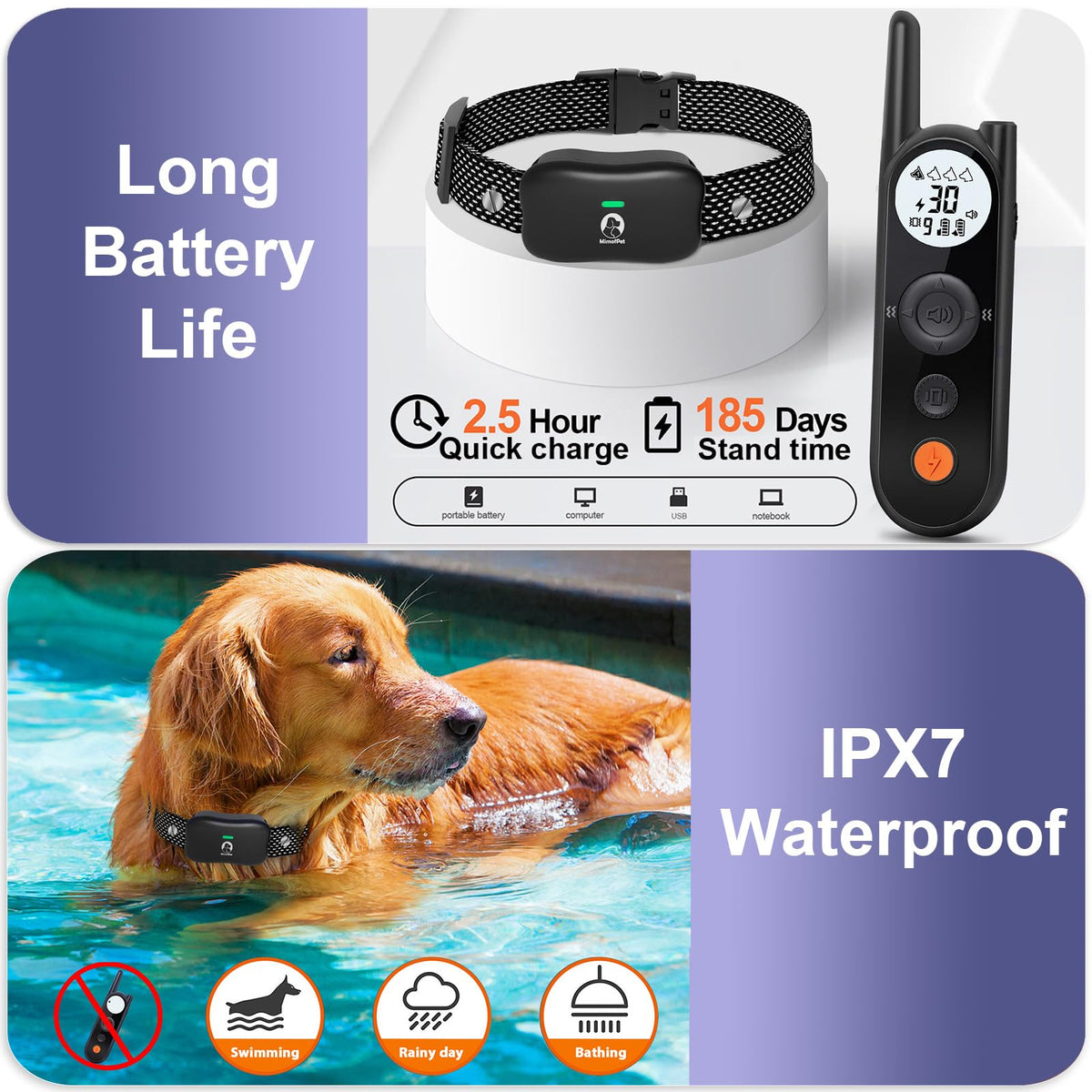 Wireless Dog Fence for 2 Dogs with Waterproof Collar L791322