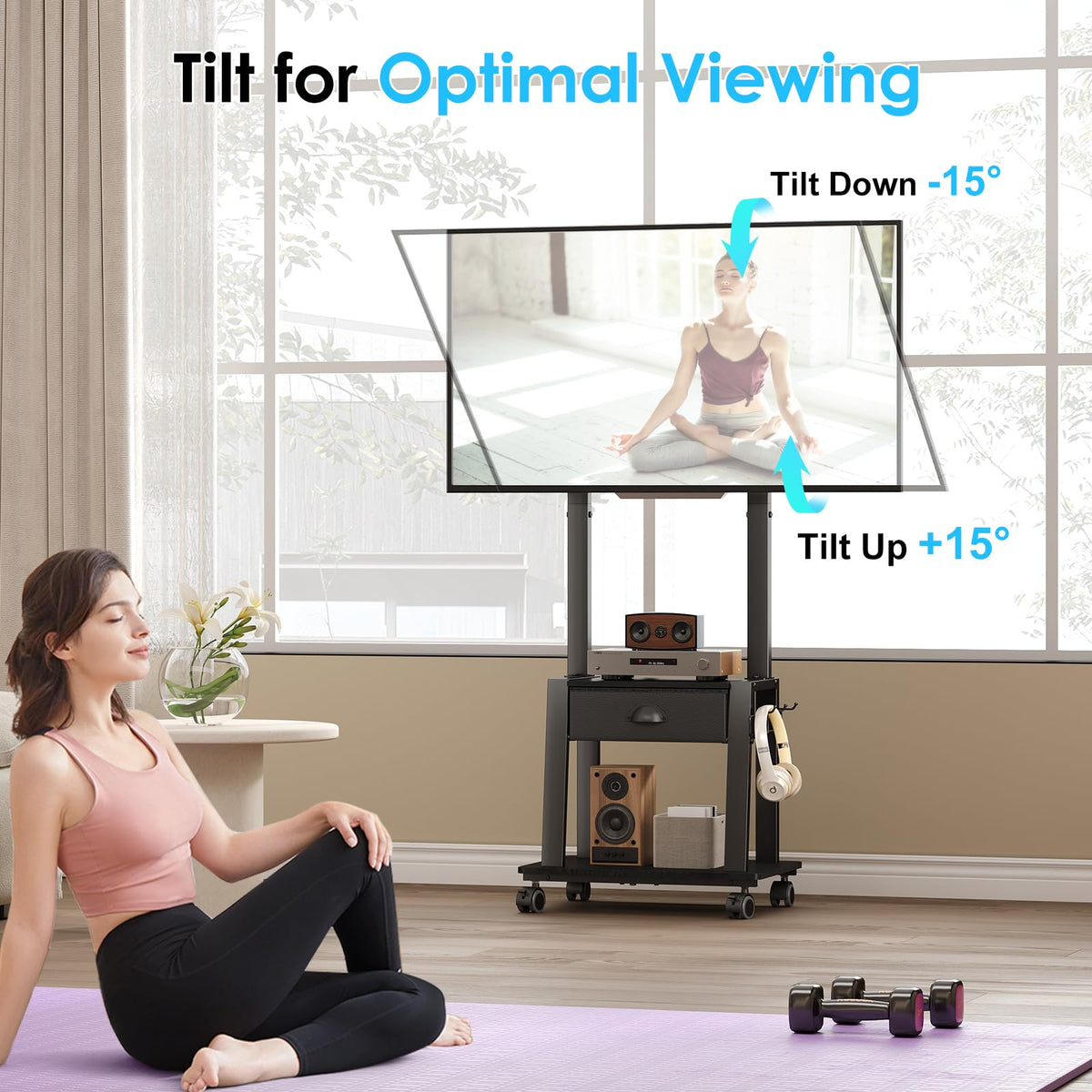 23-60 Inch Mobile TV Stand with Drawer L73046
