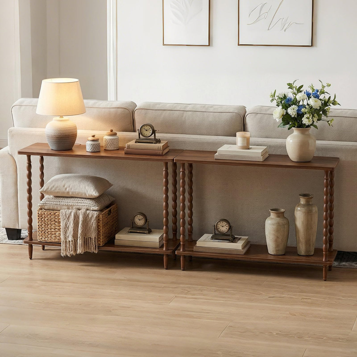 39.4'' 2-Tier Mid-Century Console Table J357