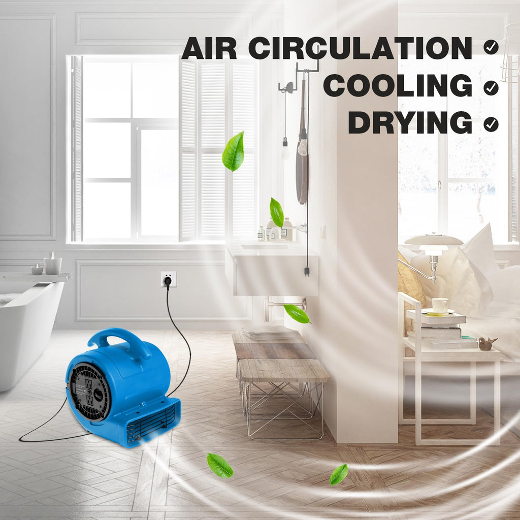 1/5hp 800cfm 3-Speed Air Mover Blower Fan with Dual Outlet Q64520