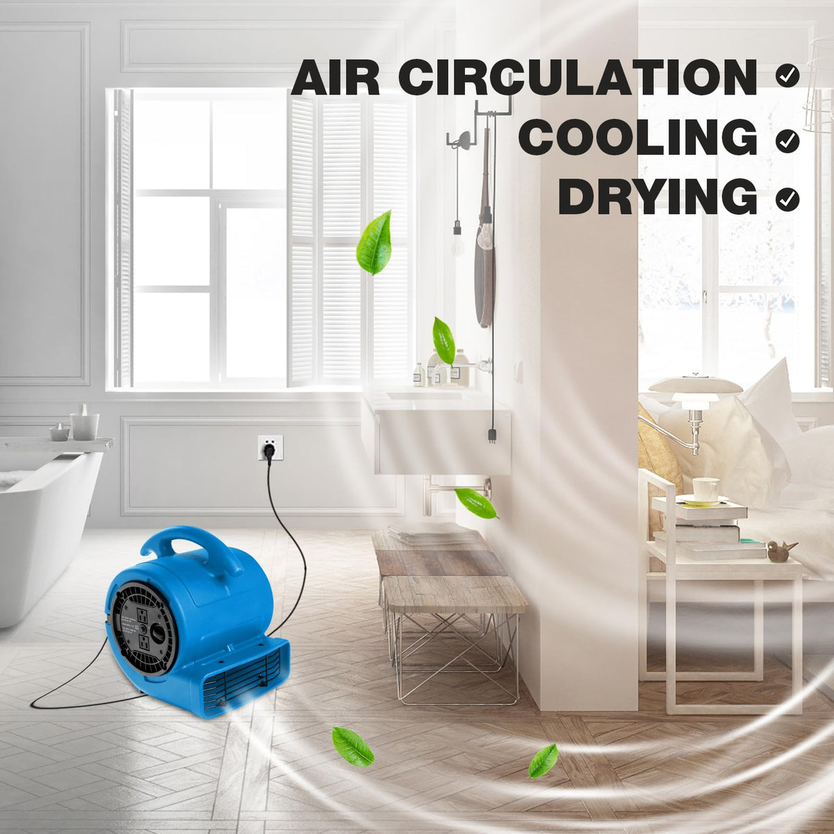 1/5hp 800cfm 3-Speed Air Mover Blower Fan with Dual Outlet Q64520