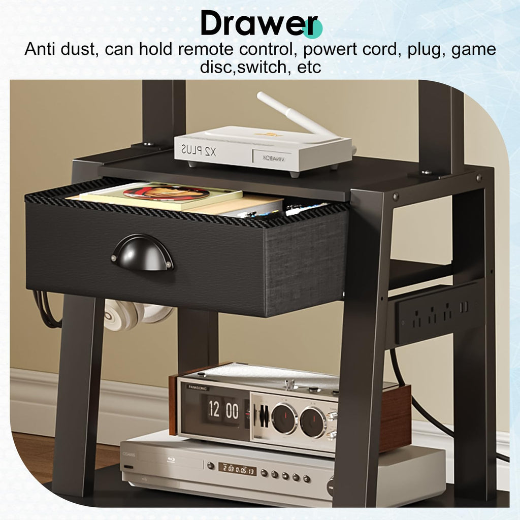Rolling TV Stand with Power Outlet, Adjustable Height, for 23-60 inch Screens I850061