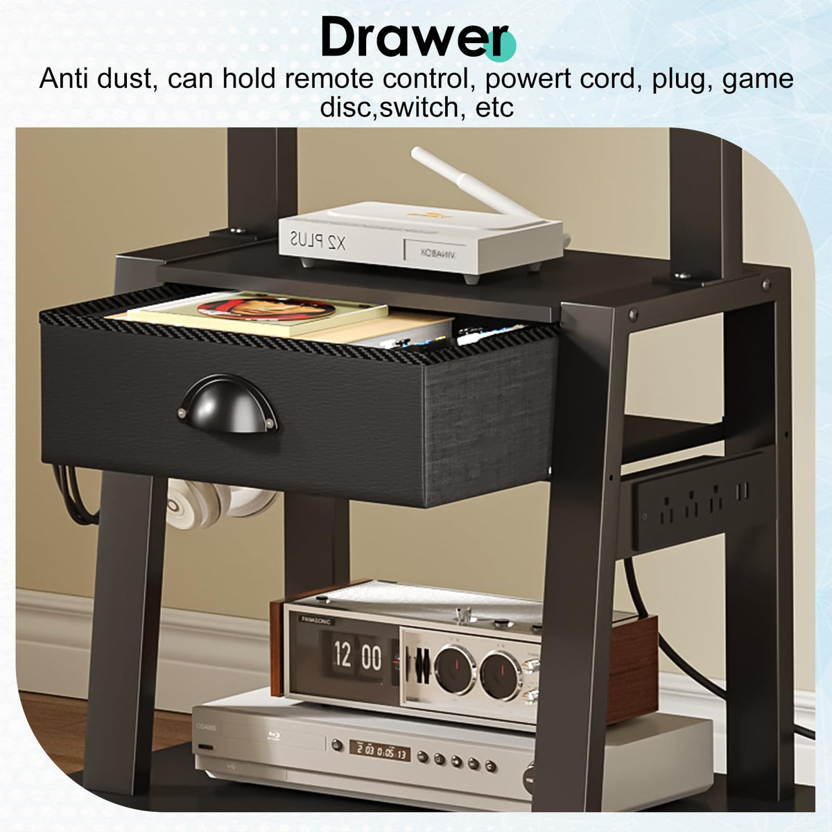 Rolling TV Stand with Power Outlet, Adjustable Height, for 23-60 inch Screens I850061