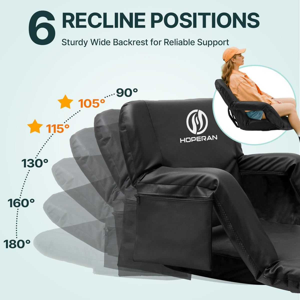 25in Stadium Seats for Bleachers with Back Support, Extra Wide, 1PC Y195