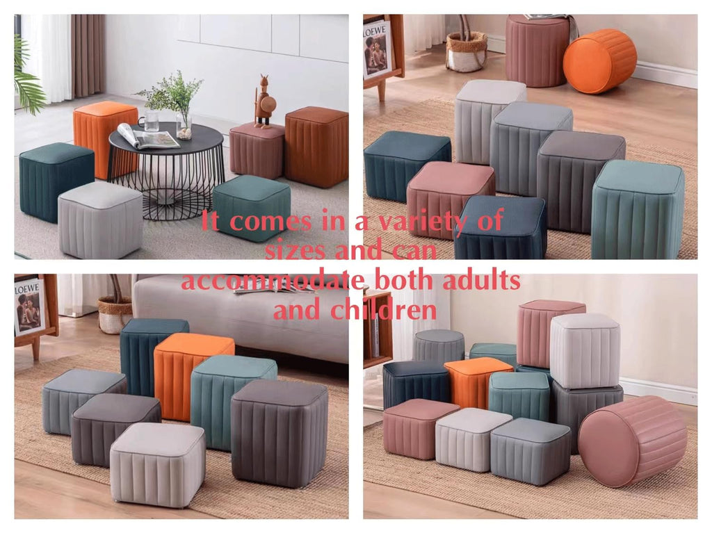 Leather Upholstered Square Footstool B80131