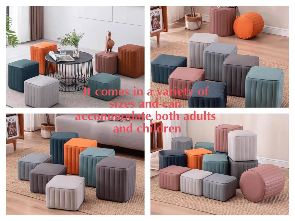 Leather Upholstered Square Footstool B80131