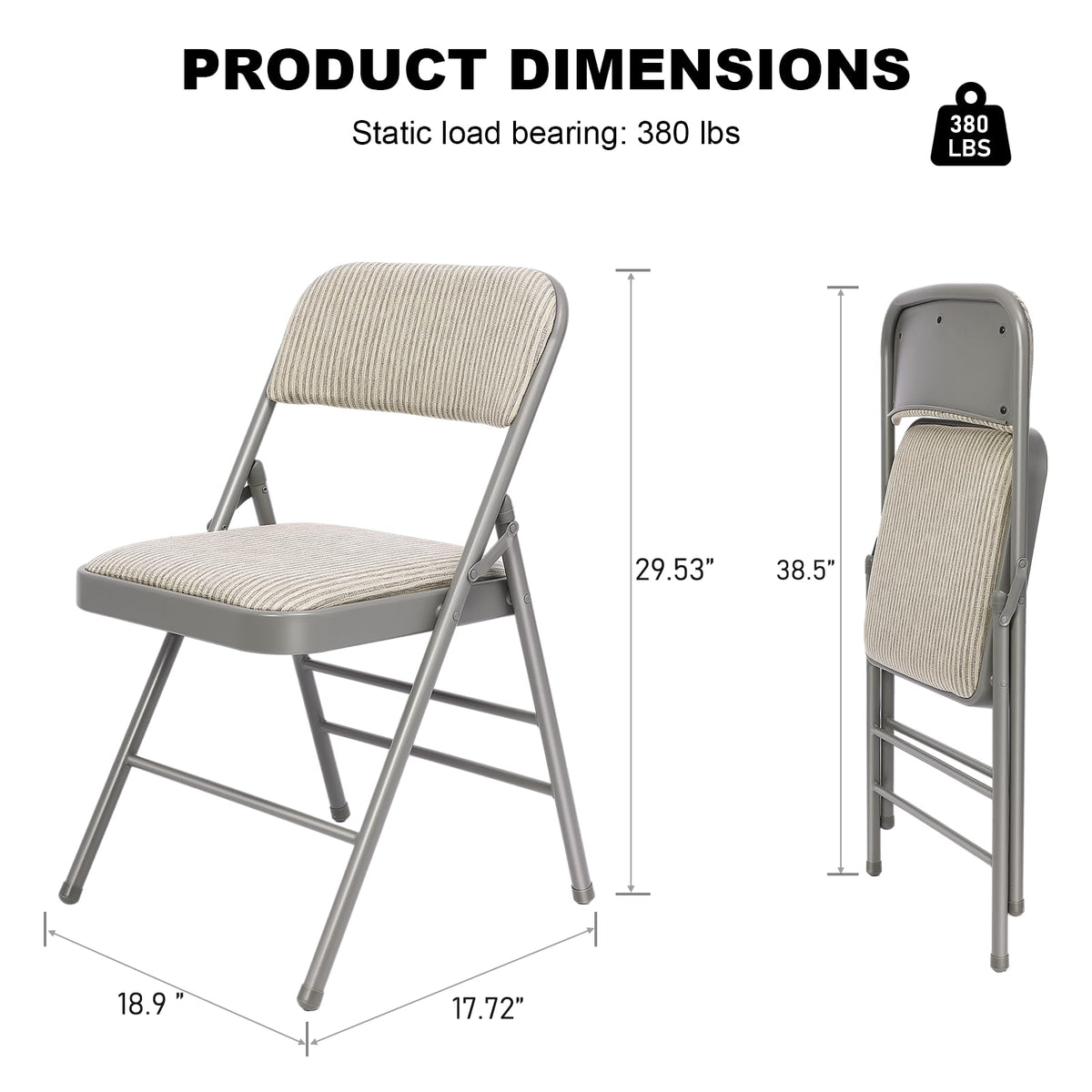 8 Pack Padded Folding Chairs with Fabric Cushion and Back V18851