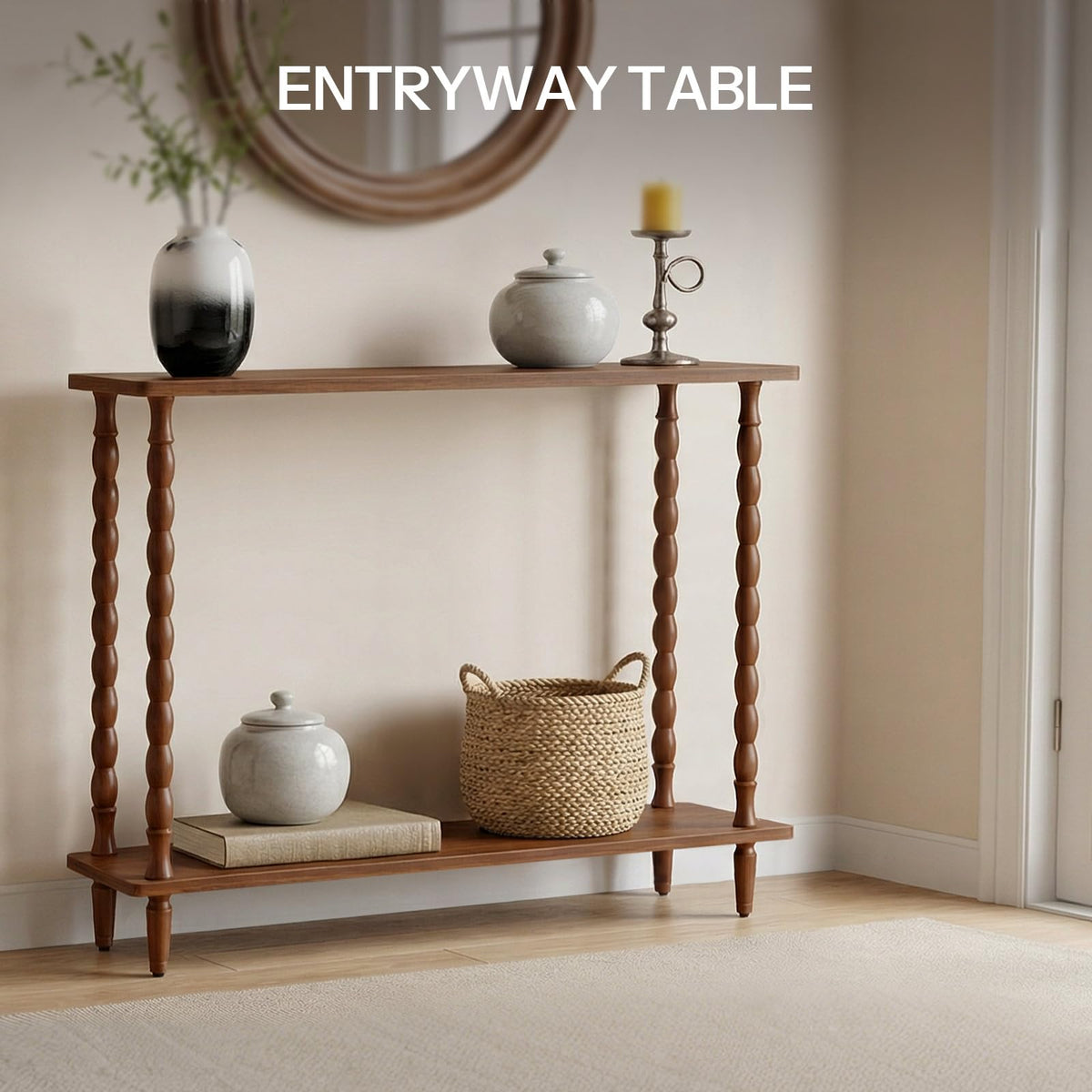 39.4'' 2-Tier Mid-Century Console Table J357