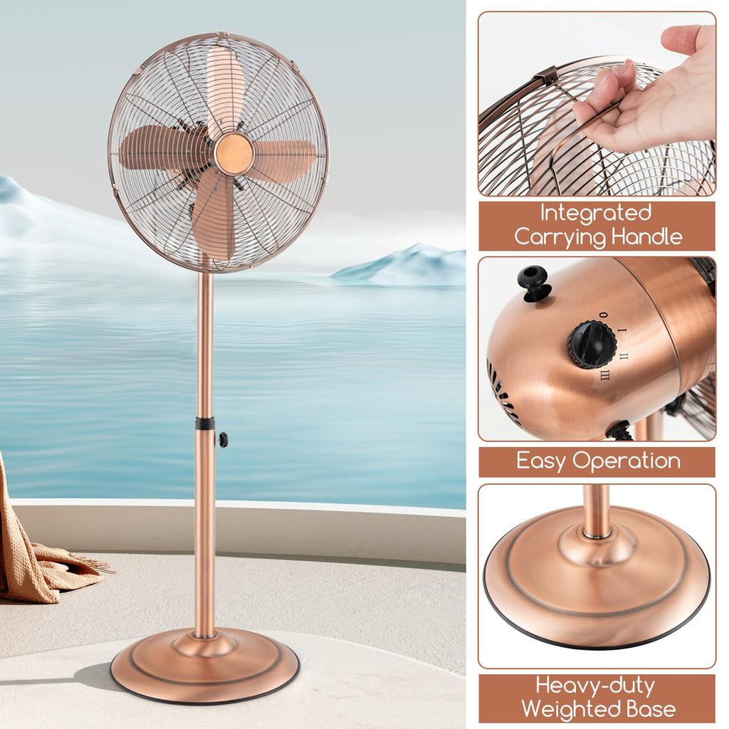 16-Inch Metal Pedestal Fan with Adjustable Height, 3 Speeds, Oscillation Q36447