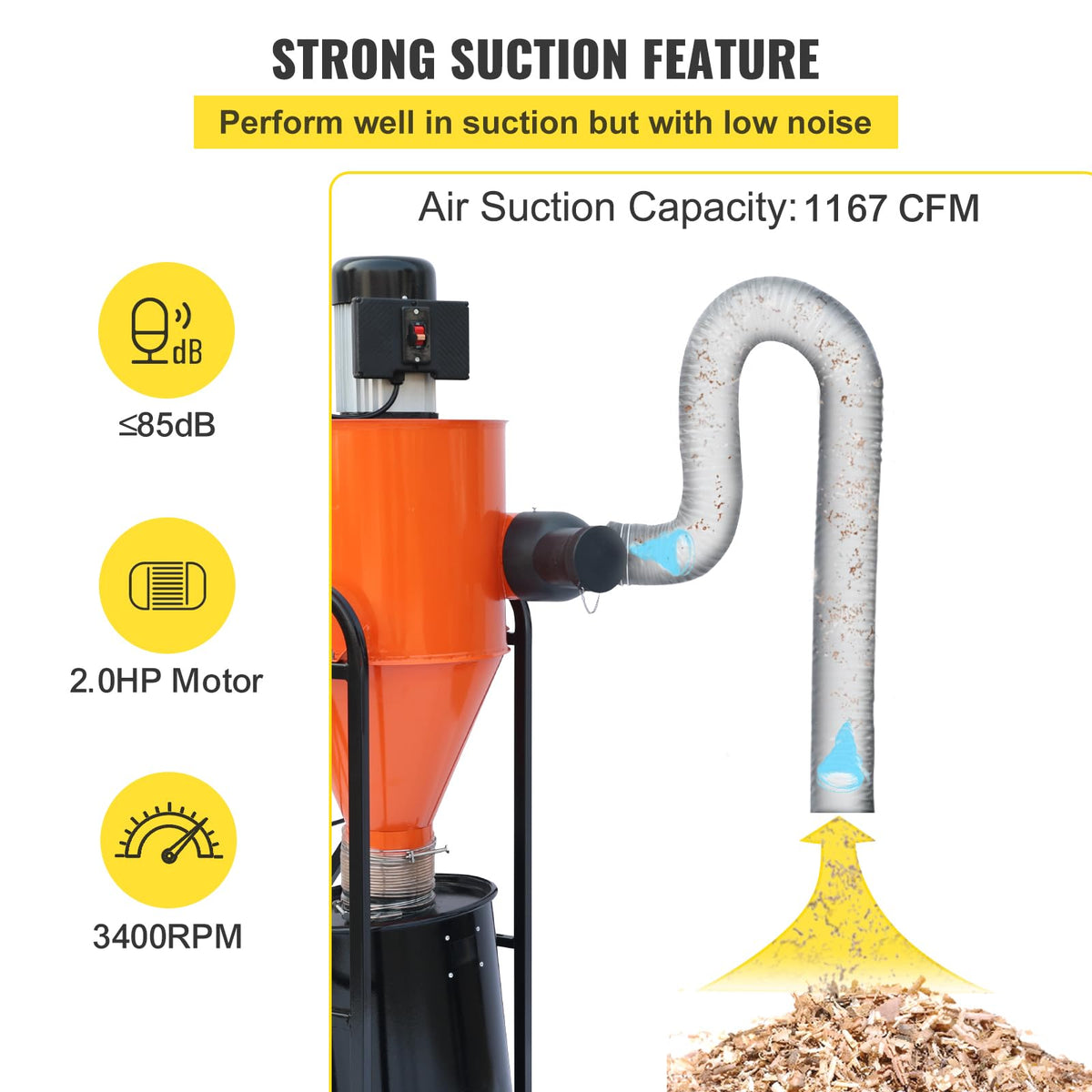 2 HP Portable Dust Collector with 39 Gallon Collection Bag H1377