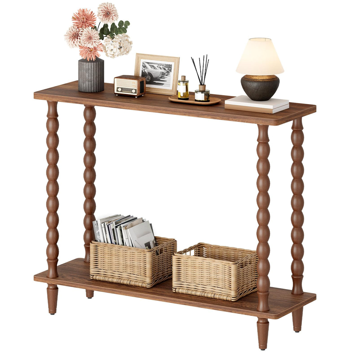 39.4'' 2-Tier Mid-Century Console Table J357