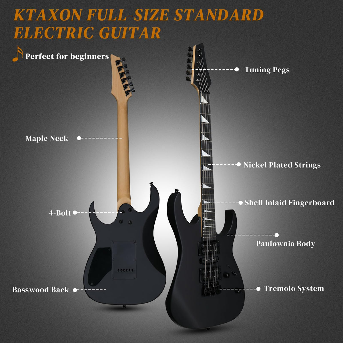 39" Matte Black Electric Guitar with 20Watt Amp Y641758
