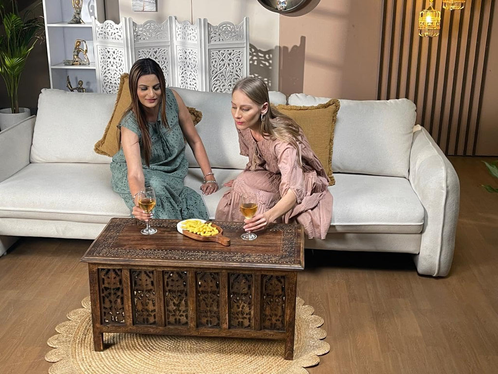 Hand-Carved Mango Wood Coffee Table A423594