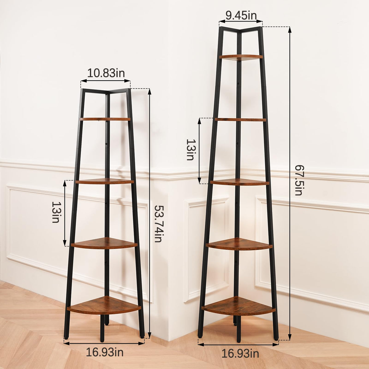 5-Tier Corner Shelf Stand with Metal Frame W756