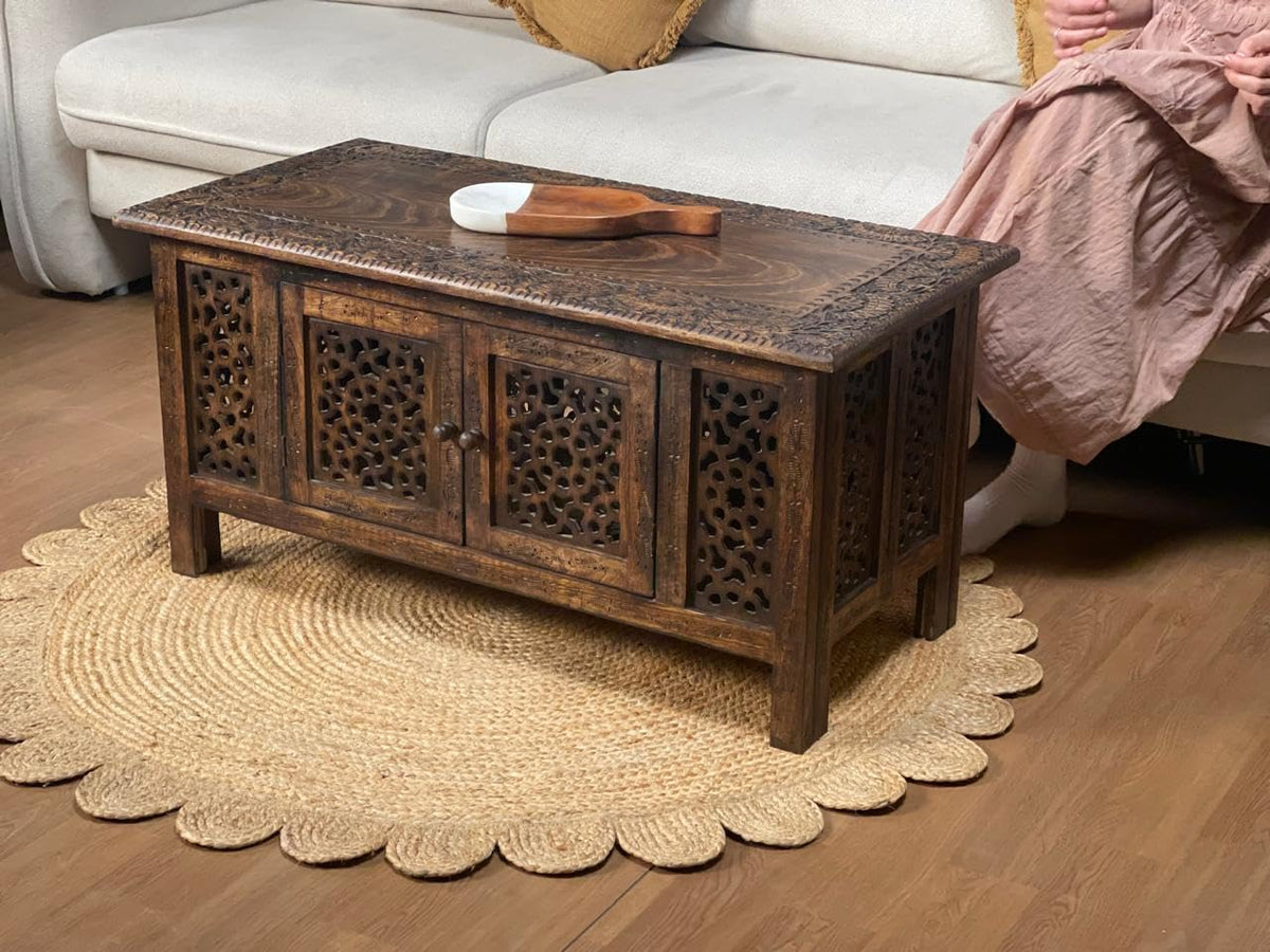 Hand-Carved Mango Wood Coffee Table A423594