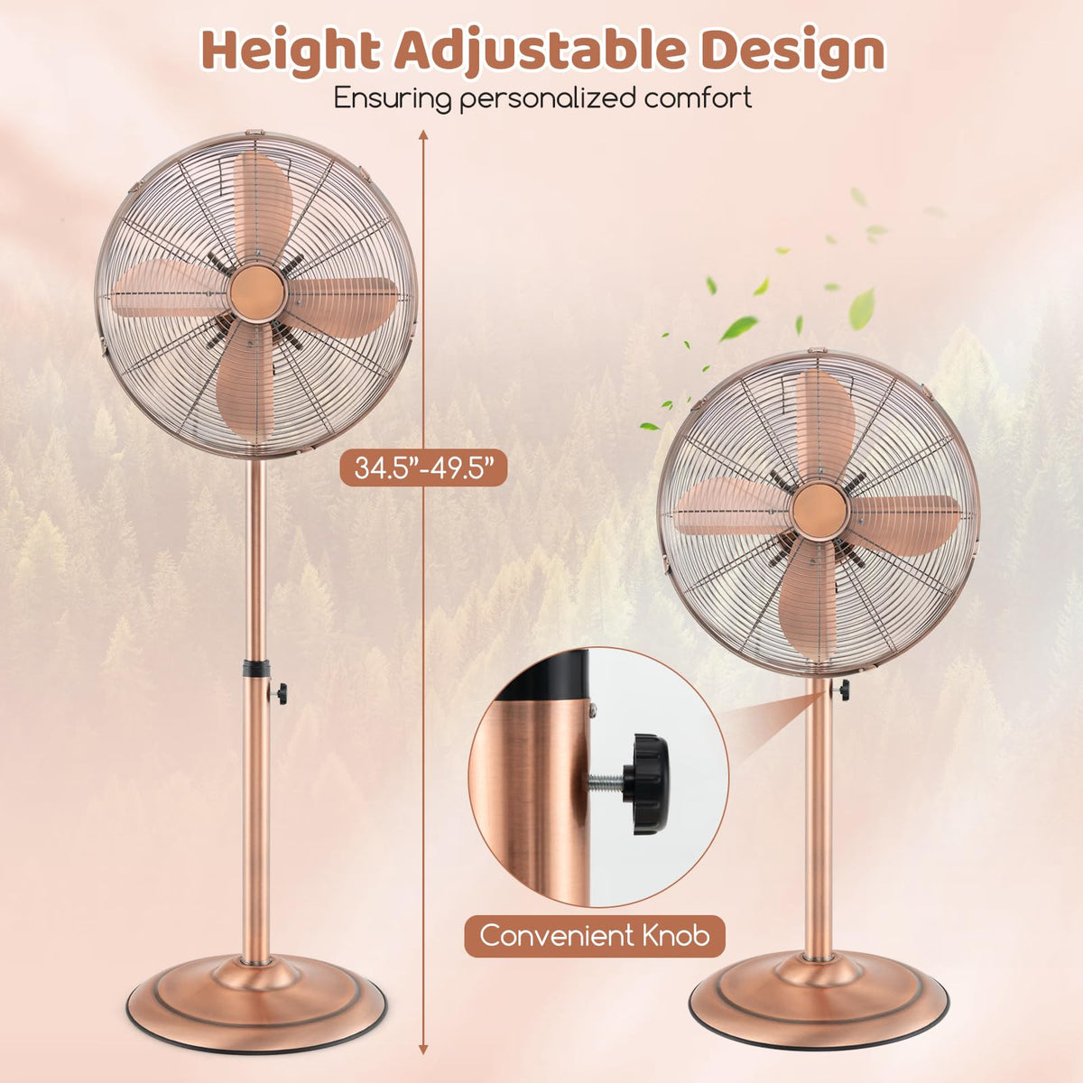16-Inch Metal Pedestal Fan with Adjustable Height, 3 Speeds, Oscillation Q36447