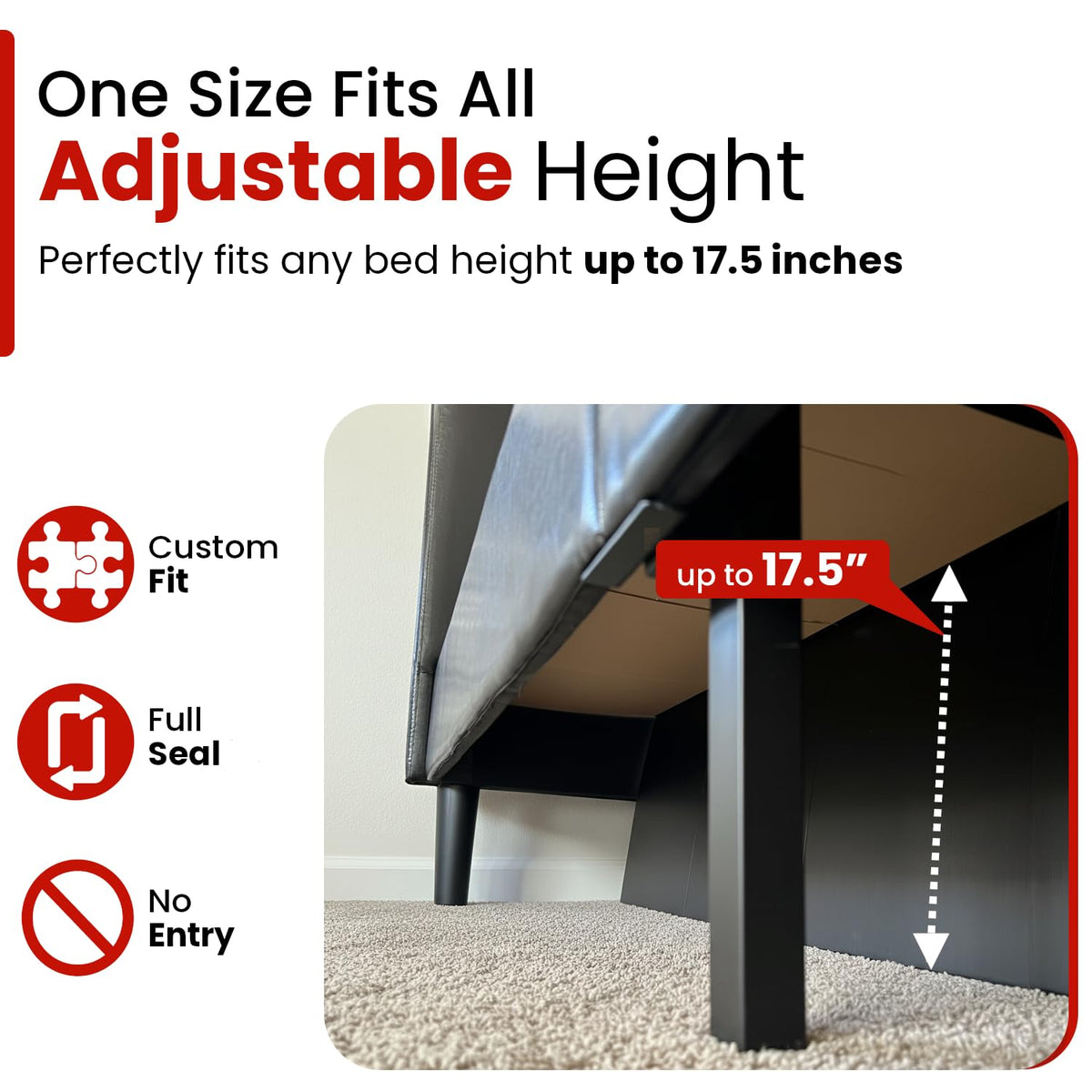 Under Bed Pet Blocker, 3 Pcs Adjustable Matte Black B2337