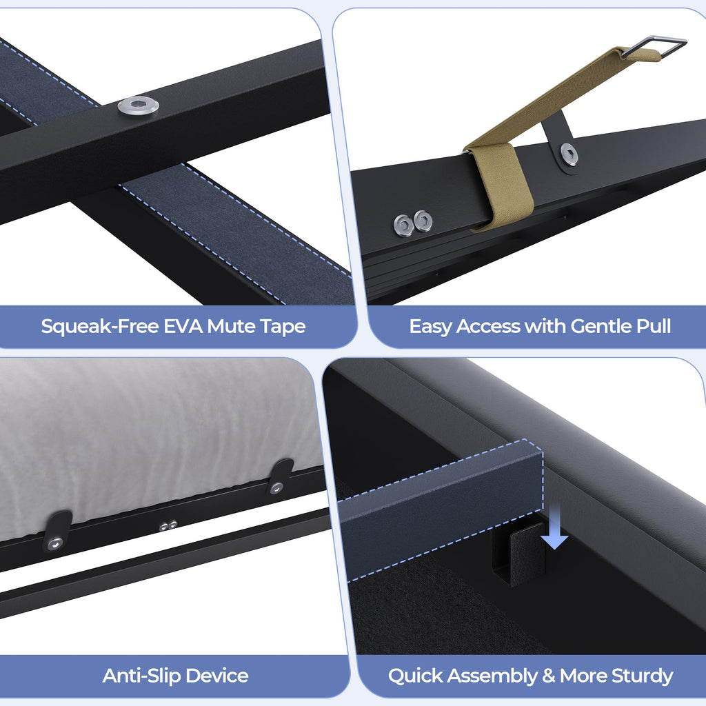 Full Size Hydraulic Lift Up Storage Bed Frame with Shelves, Side Pockets & Charging Station, Upholstered LED Platform Bed with Button Tufted Headboard, No Box Spring Needed, Velvet Grey Y1920