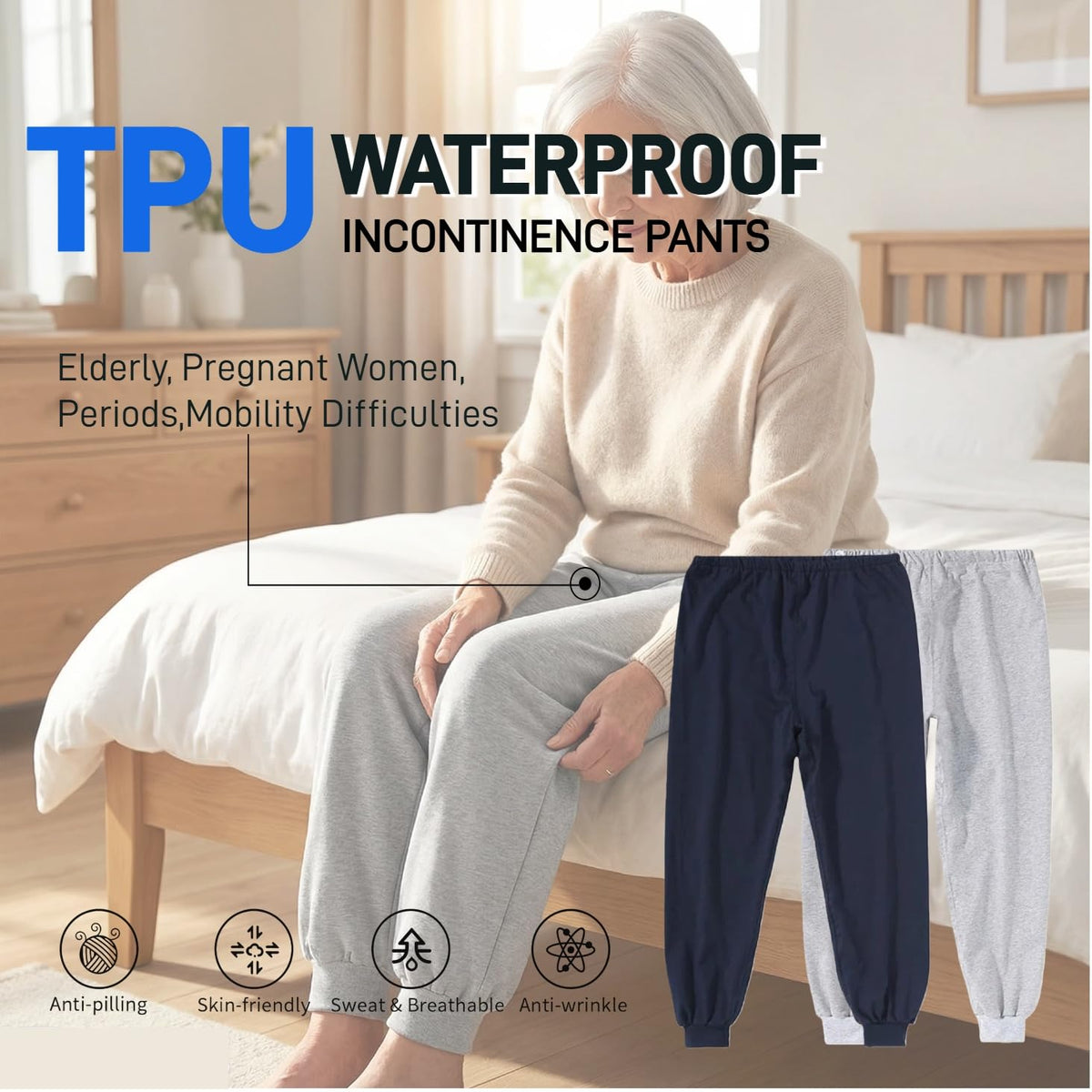 Waterproof Adjustable Incontinence Trousers Blue 3XL B4952