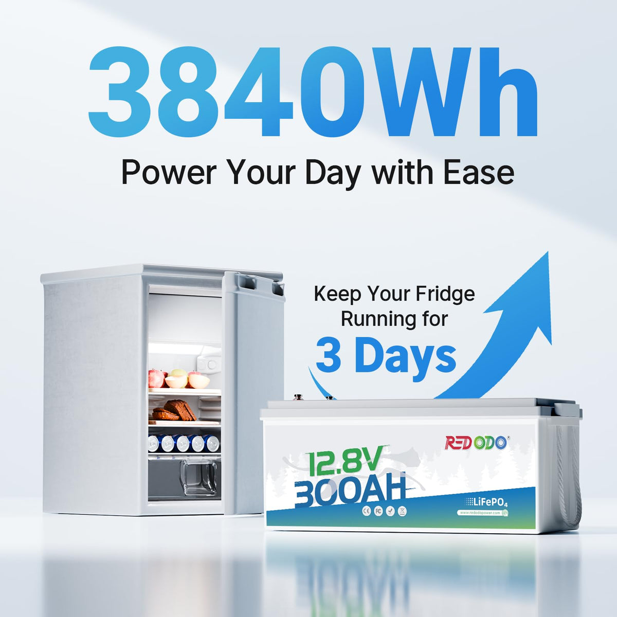 2 Pack 12V 300Ah Deep Cycle LiFePO4 Battery E300