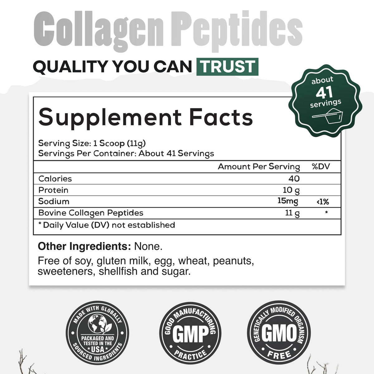 Collagen Peptides Powder Grass-Fed Hydrolyzed 16oz B12523