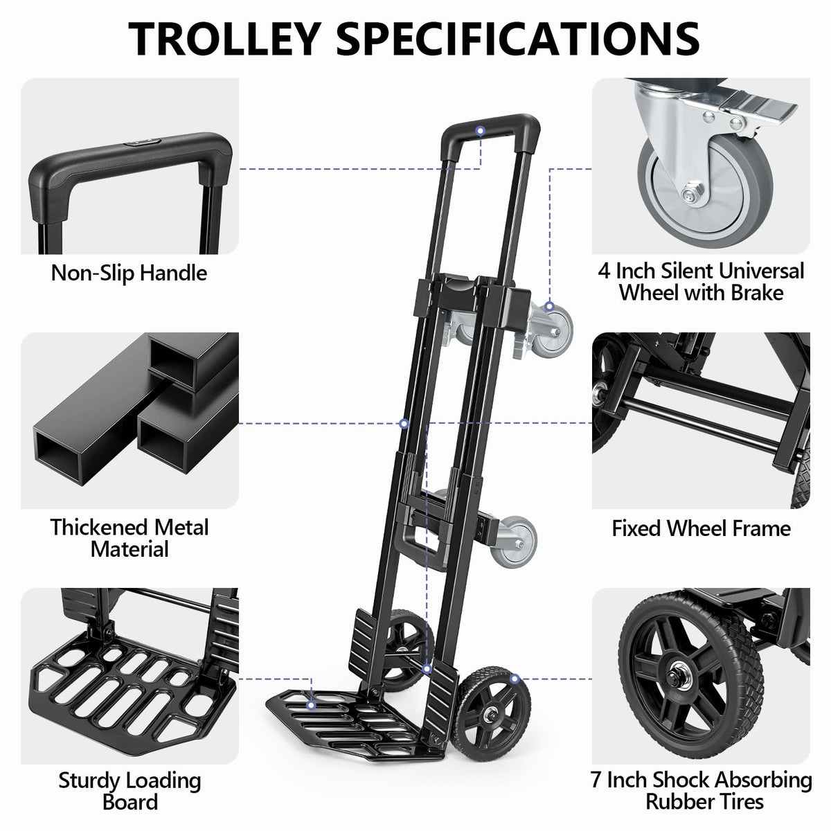 3-in-1 Convertible Dolly Cart 600LB Hand Truck with 6 Wheels Y605