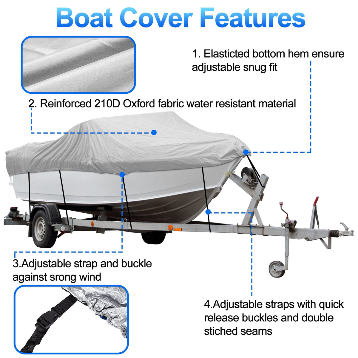 14-16 Ft Trailerable Waterproof Boat Cover Y618119
