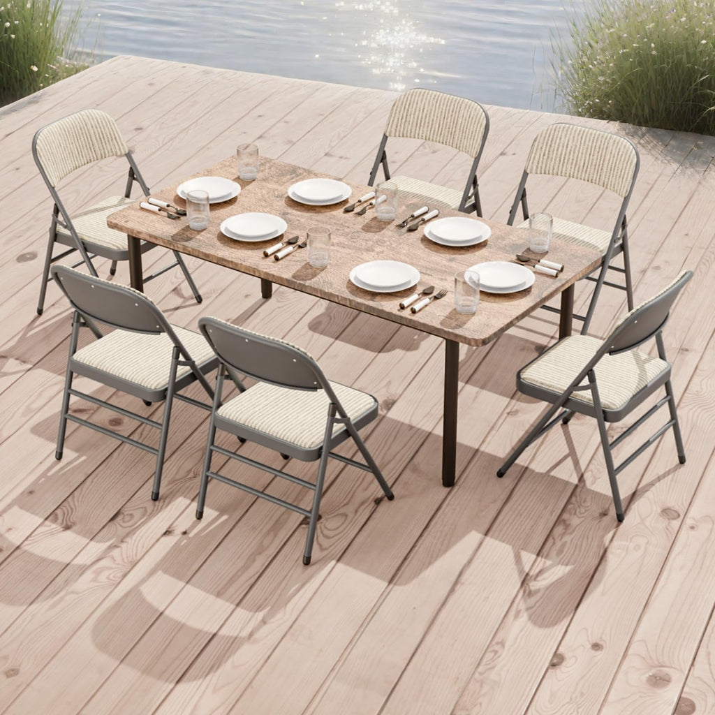 8 Pack Padded Folding Chairs with Fabric Cushion and Back V18851