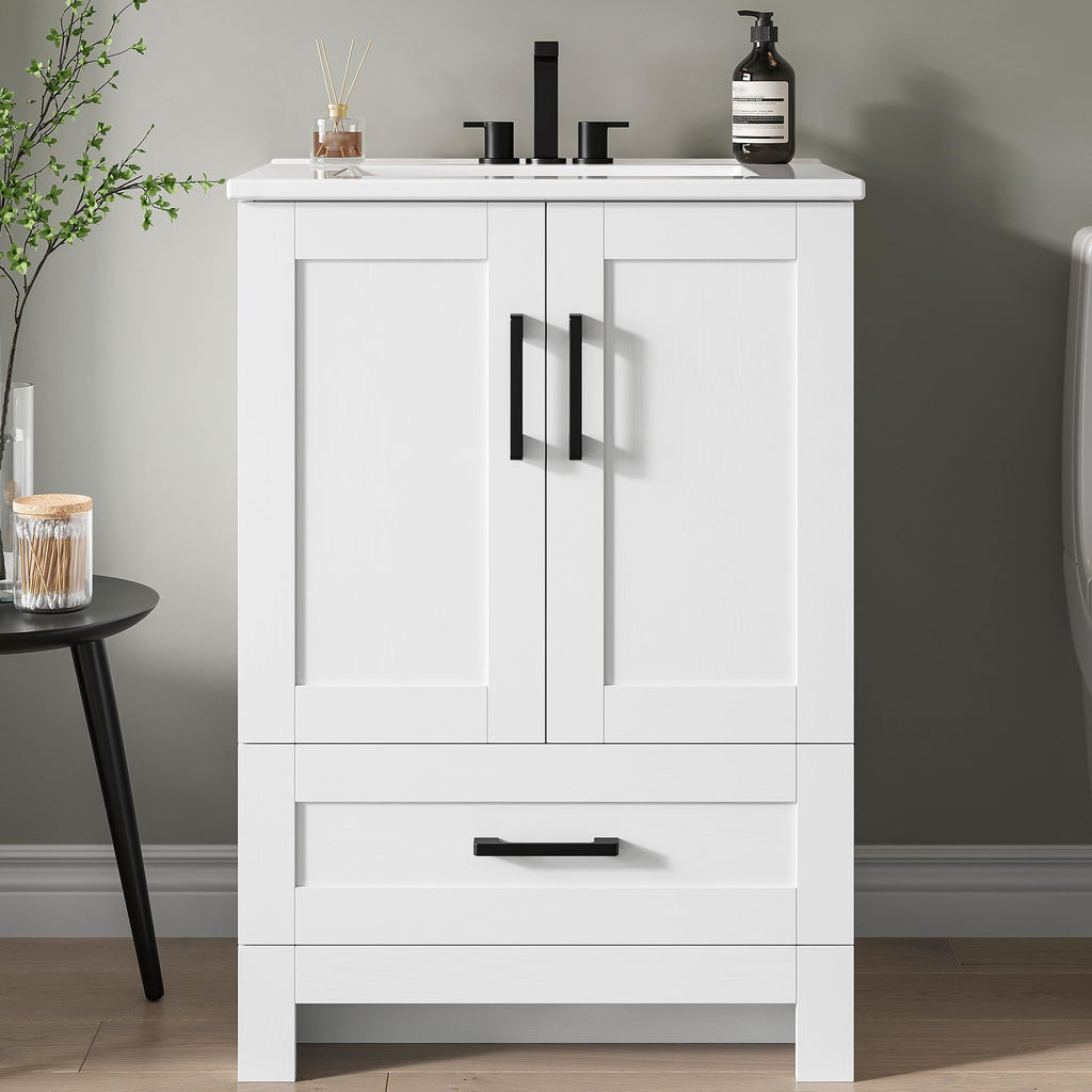 24" White Bathroom Vanity with Sink O618