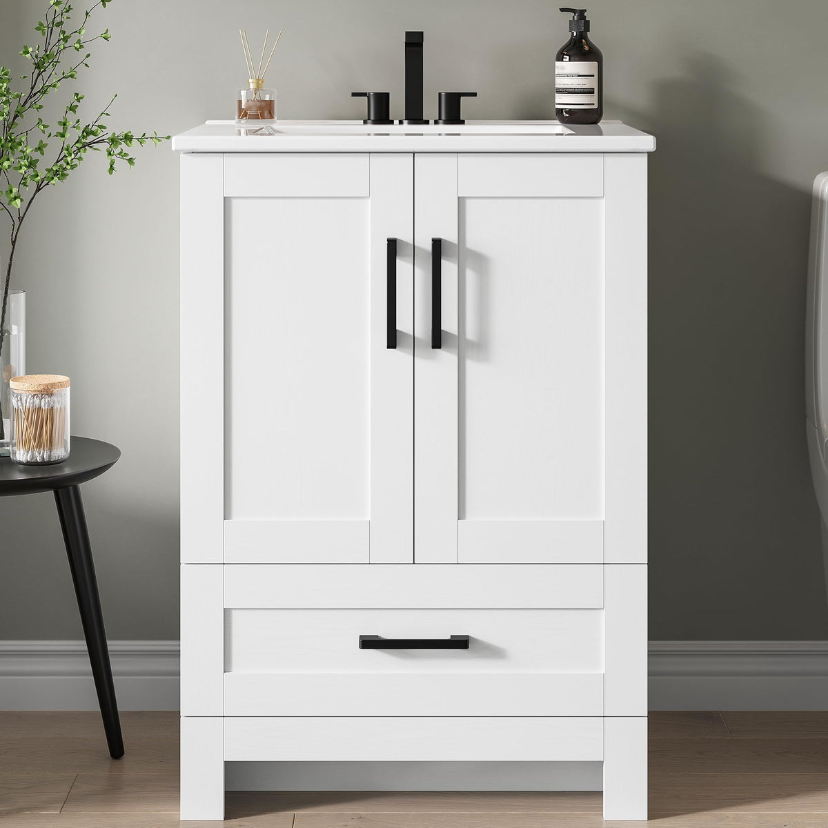 24" White Bathroom Vanity with Sink O618
