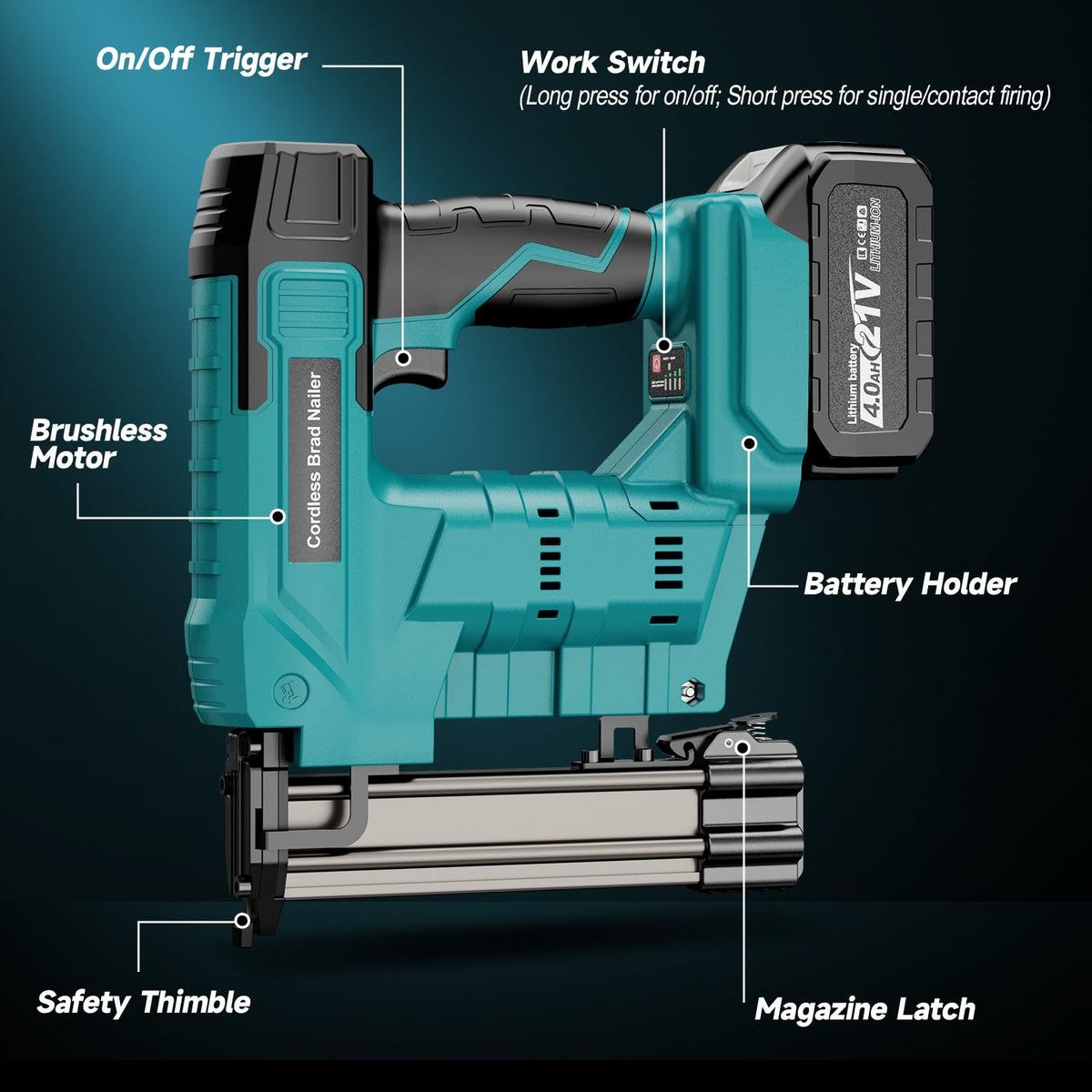 Cordless 18 Gauge 2 in 1 Brad Nailer Z415