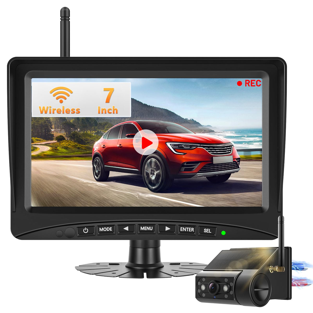7" Solar Wireless Magnetic Backup Camera H296