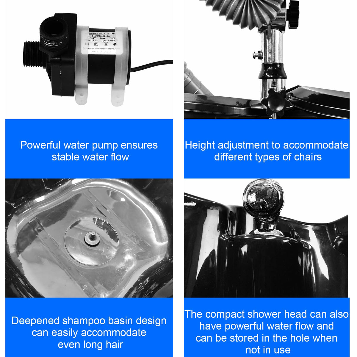Portable Shampoo Bowl with Electric Pump W598