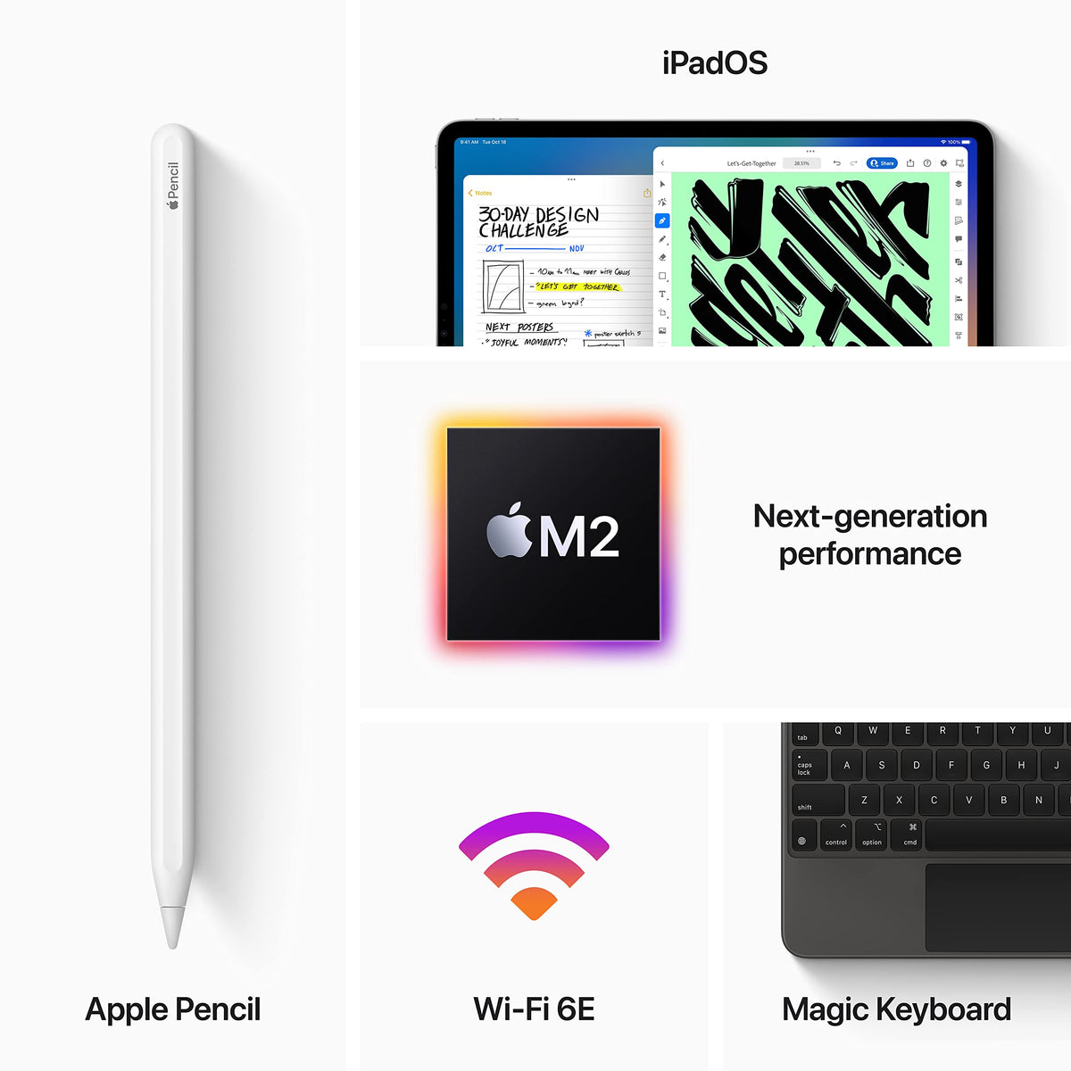 12.9-inch Tablet with M2 chip, 256GB, Wi-Fi 6E, Silver K849286