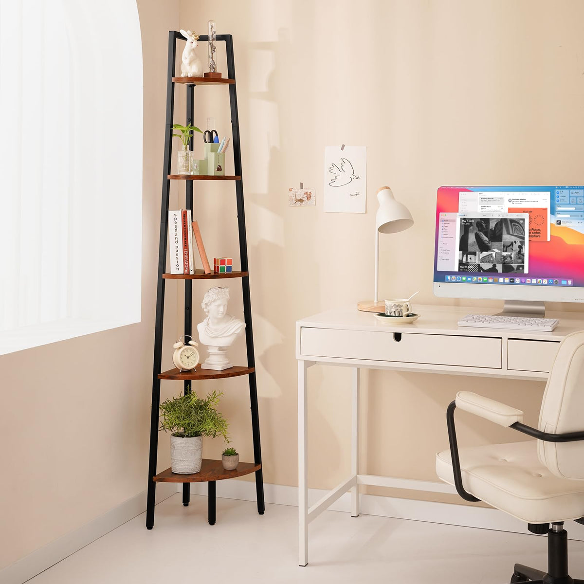 5-Tier Corner Shelf Stand with Metal Frame W756