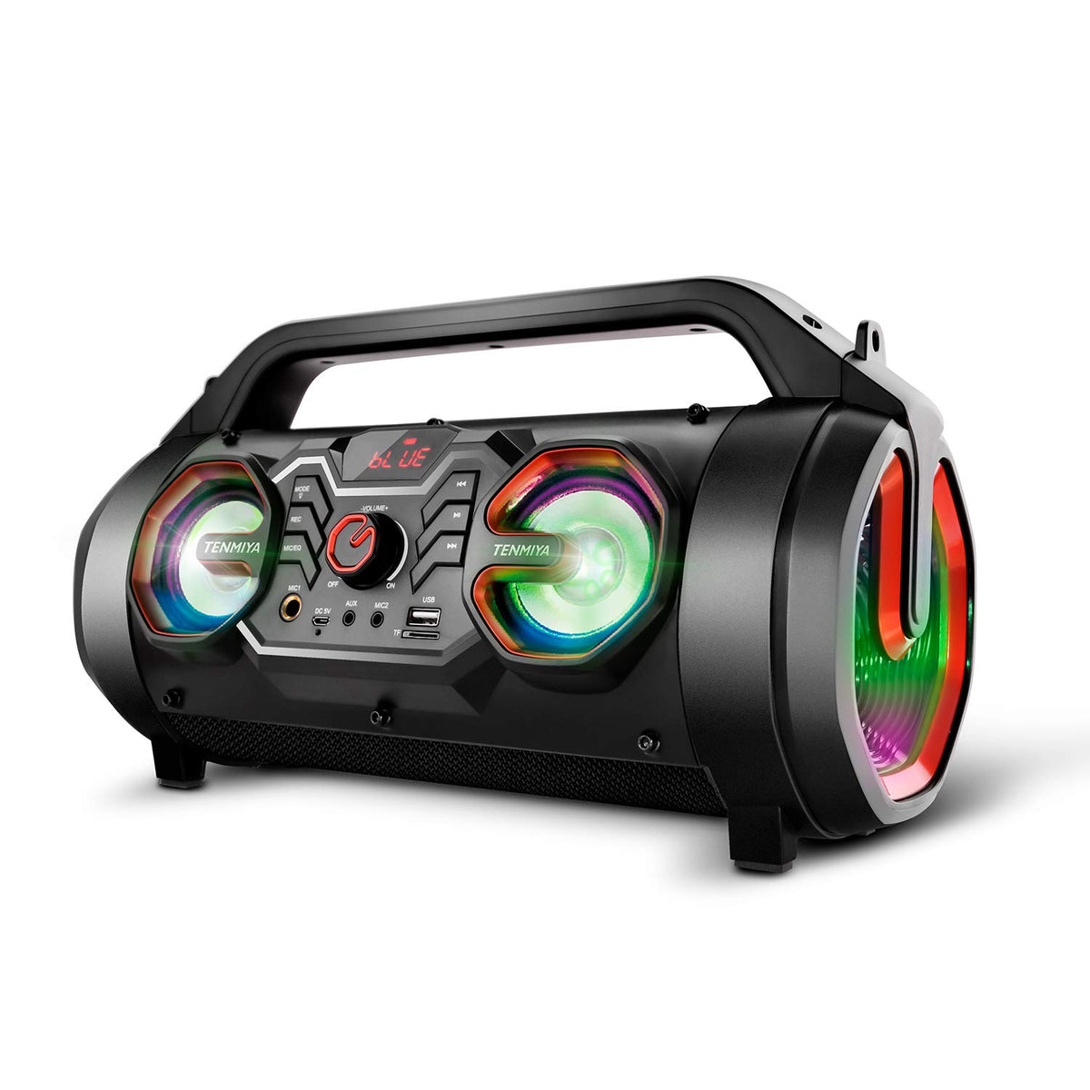 Portable Bluetooth Speaker with Subwoofer, FM Radio, RGB Lights, 30W A449674
