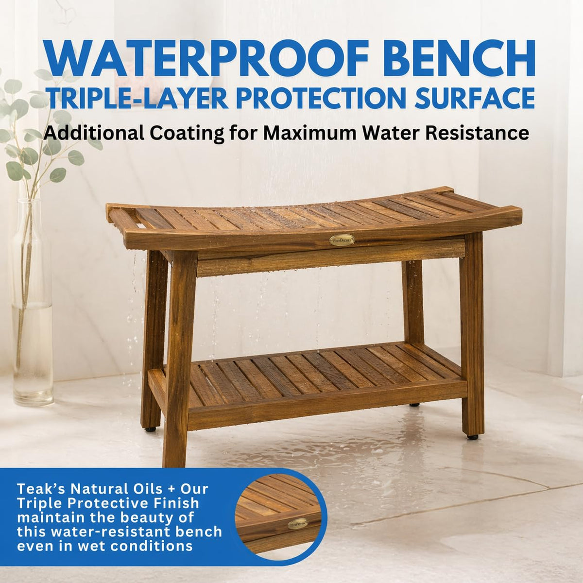 30-Inch Teak Shower Bench Y18324