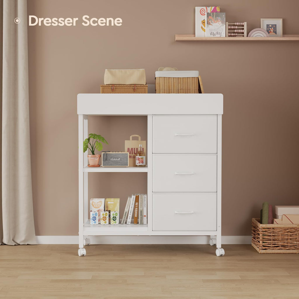 White 3 Drawer 2 Shelf Changing Table P838