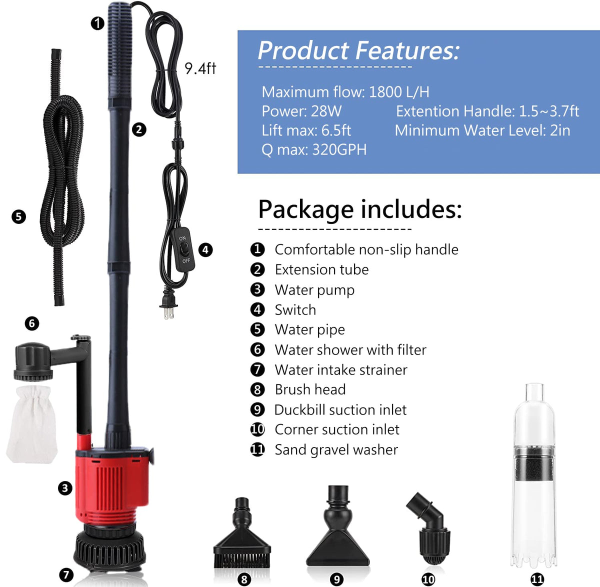 Aquarium Gravel Cleaner Siphon Kit L952842