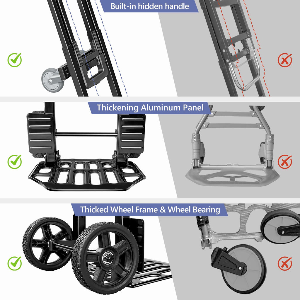 3-in-1 Convertible Dolly Cart 600LB Hand Truck with 6 Wheels Y605