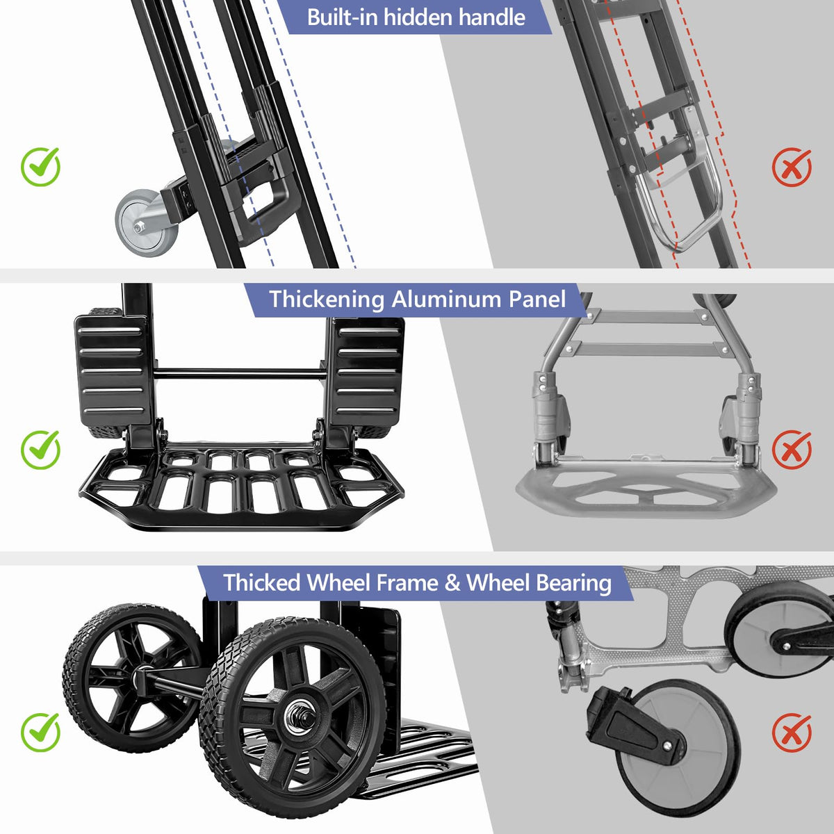 3-in-1 Convertible Dolly Cart 600LB Hand Truck with 6 Wheels Y605