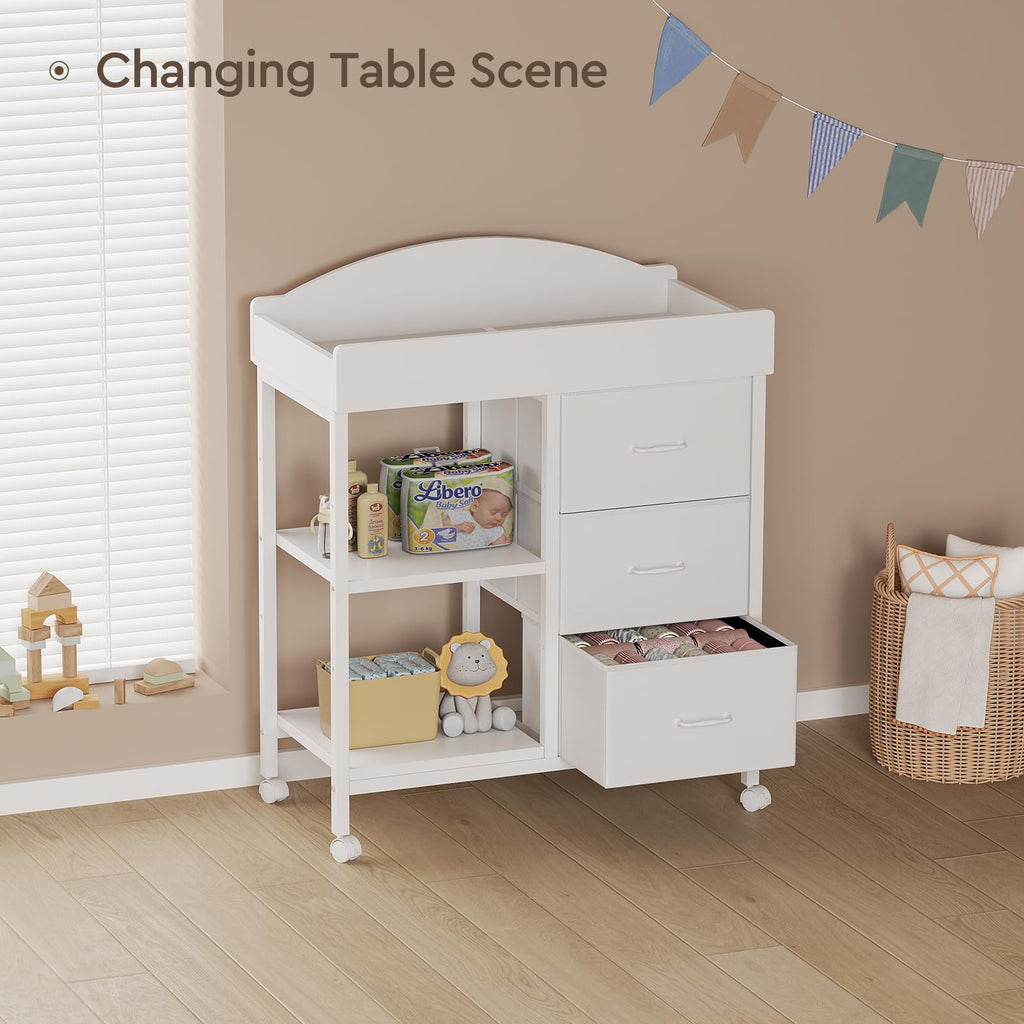 White 3 Drawer 2 Shelf Changing Table P838