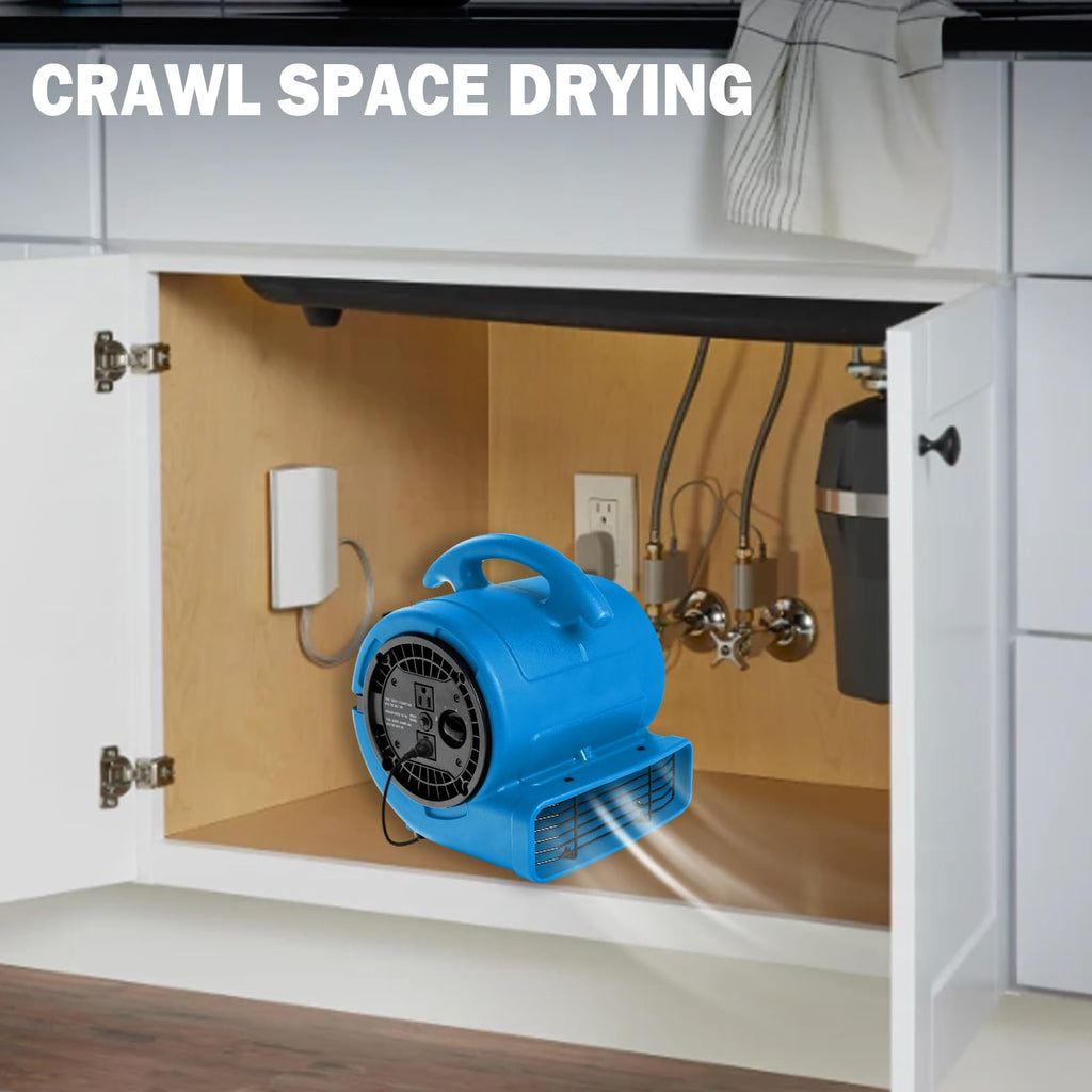 1/5hp 800cfm 3-Speed Air Mover Blower Fan with Dual Outlet Q64520