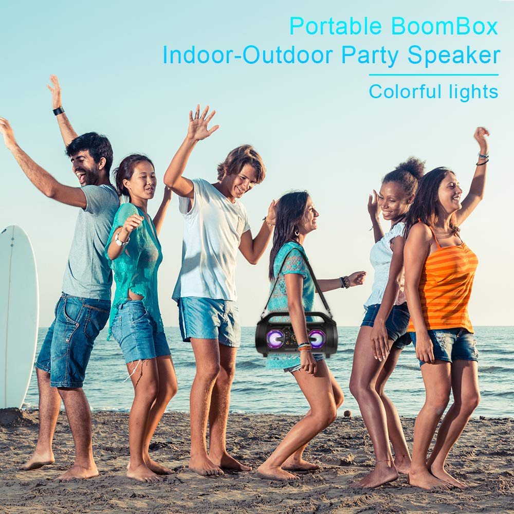 Portable Bluetooth Speaker with Subwoofer, FM Radio, RGB Lights, 30W A449674