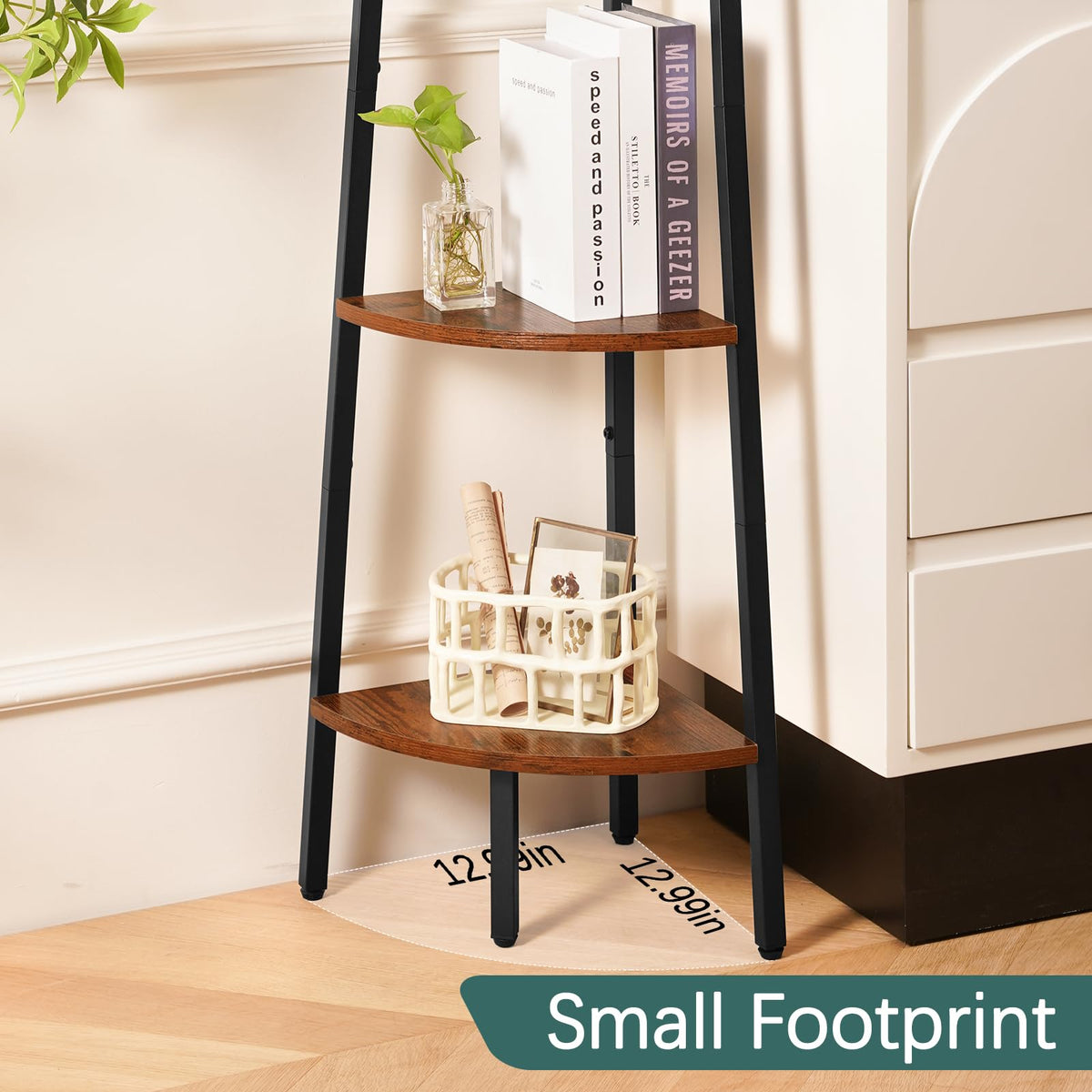 5-Tier Corner Shelf Stand with Metal Frame W756