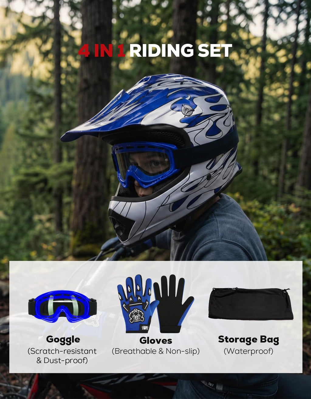 Youth DOT Approved Full Face Motocross Helmet N44709