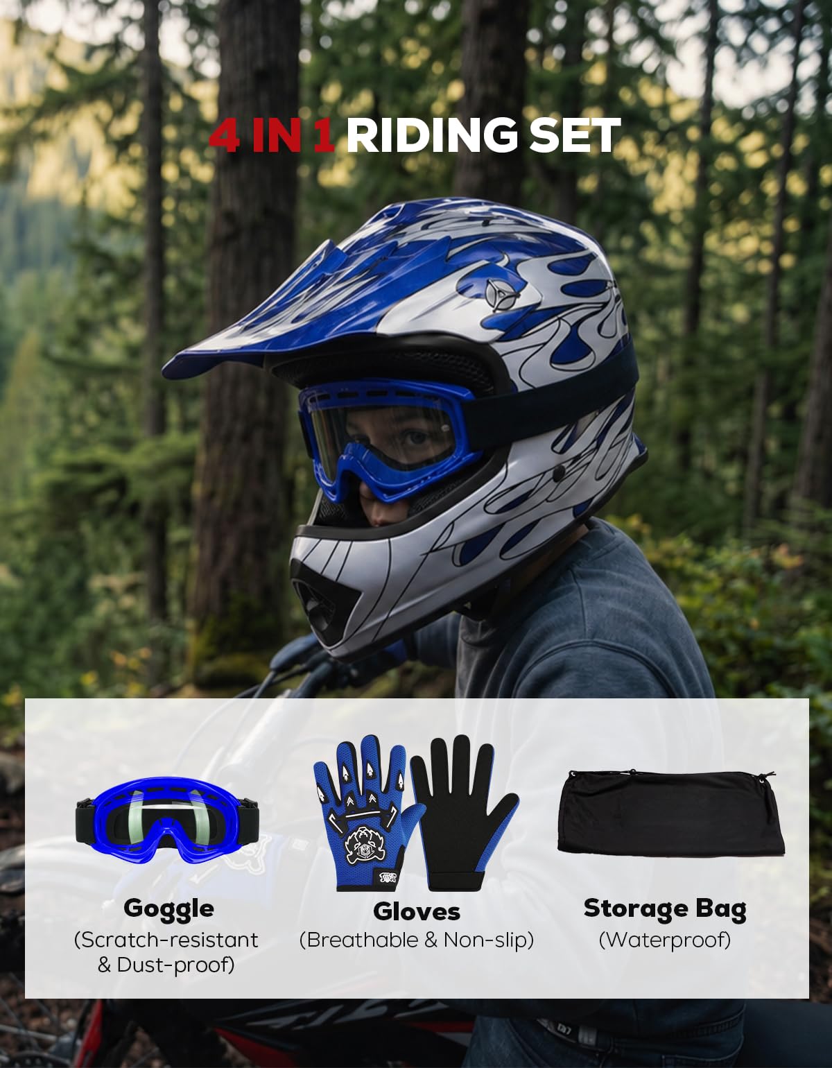 Youth DOT Approved Full Face Motocross Helmet N44709