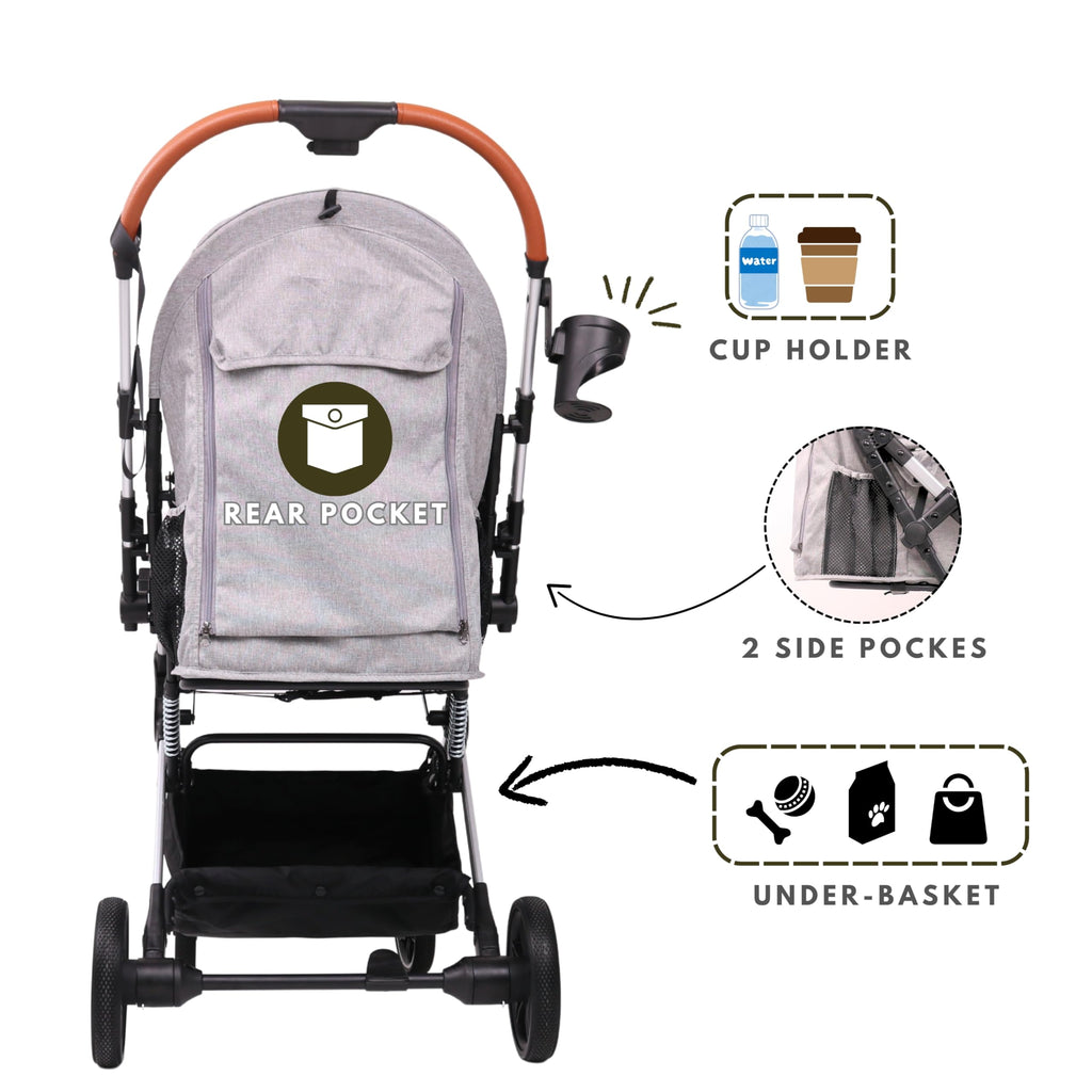 Foldable Dog Stroller 35 lbs Grey R939601