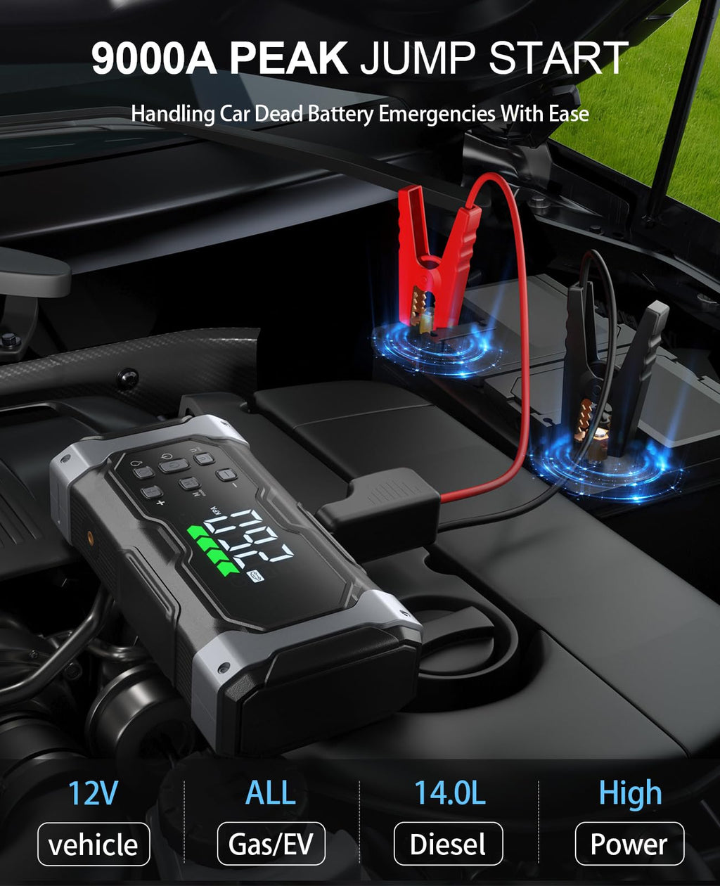 12V Portable Car Jump Starter with 150PSI Air Compressor G820