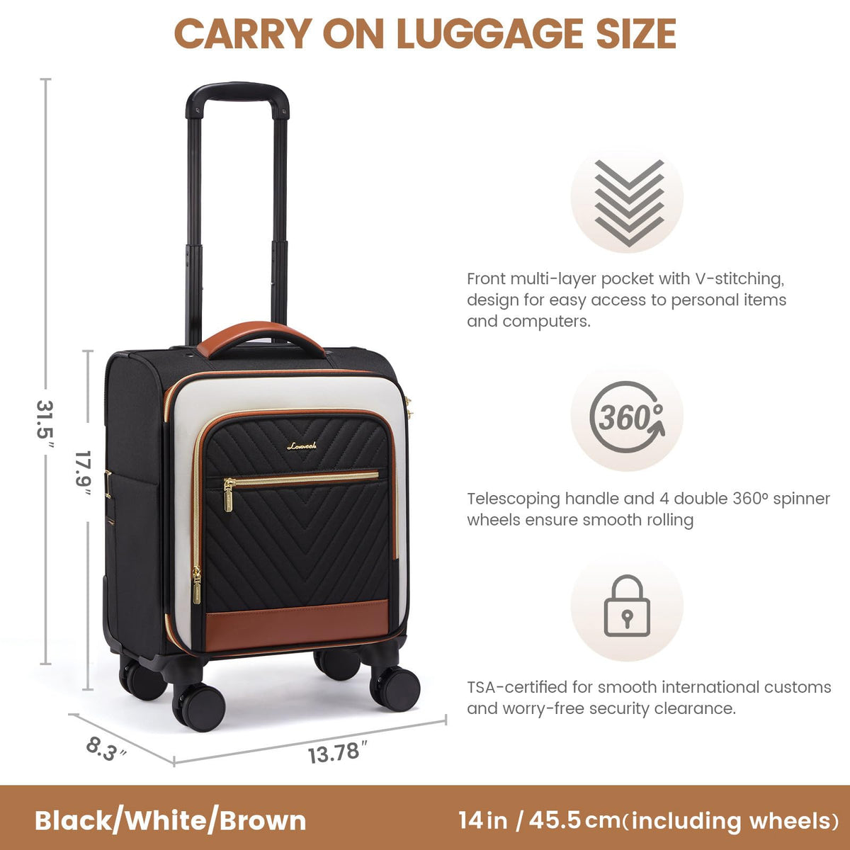 14 Inch Lightweight Spinner Carry On Suitcase with TSA Lock T8322